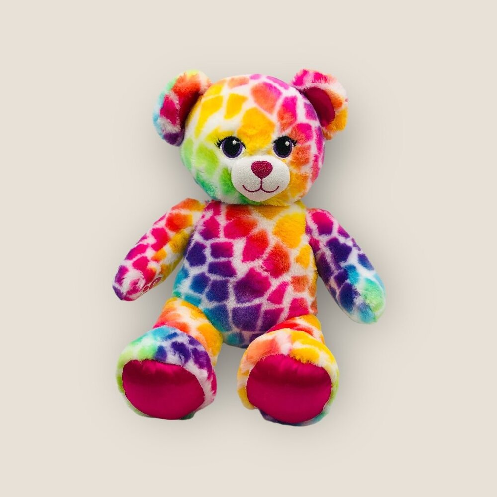 Build-A-Bear Wild Style Rainbow Bear Plush Stuffed Animal 2018 BABW